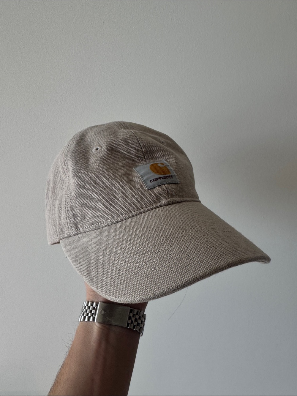 Carhartt Tan Canvas Adjustable Baseball Cap with Logo Patch